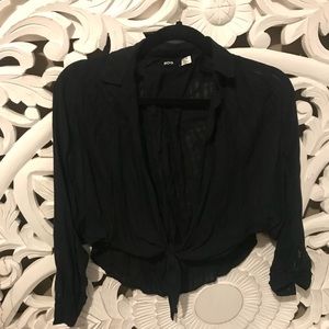 Black Crop Top with Front Tie